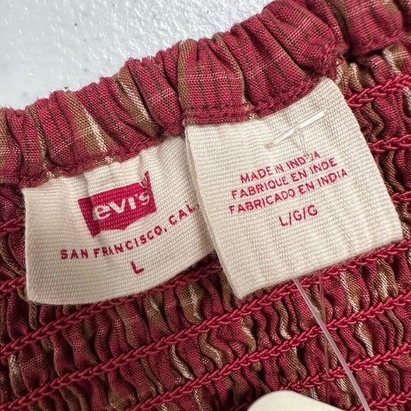 NWT Levi's Checkered Sweet Heart Neck Ruched Tie Front Crop Statement Top - Picture 5 of 13